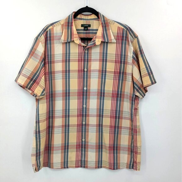 J.Crew Button-Down Shirt Men Size Large Plaid Short Sleeve Preppy Casual Cowboy - Picture 1 of 11